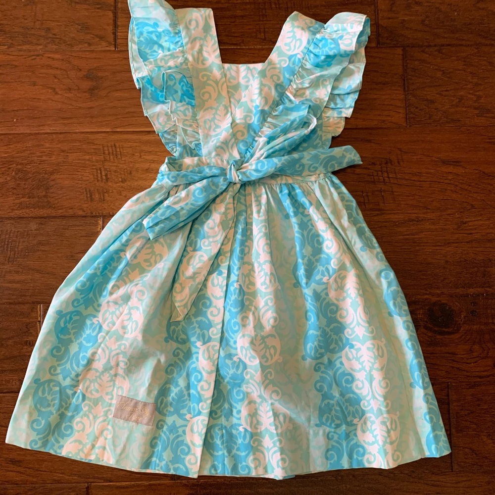 Eleanor Rose Damask Blue Girls Dress Size 7/8 - Picture 5 of 7